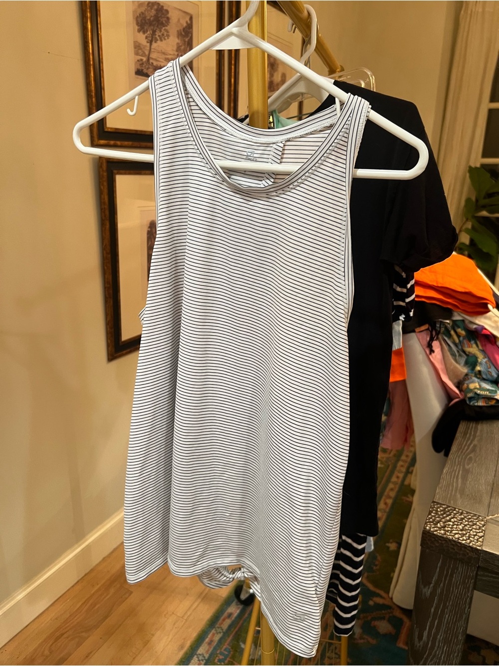 GAP White Tank Top with Thin Black Stripes